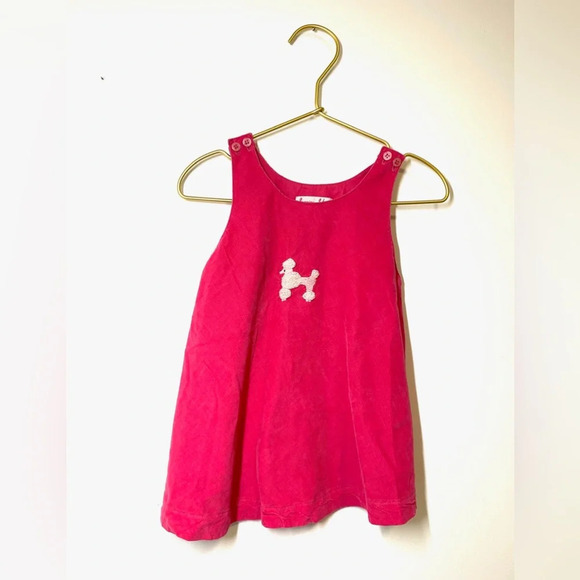 Jeanine Johnsen Pink Corduroy Dress Poodle Embroidery - Picture 1 of 6